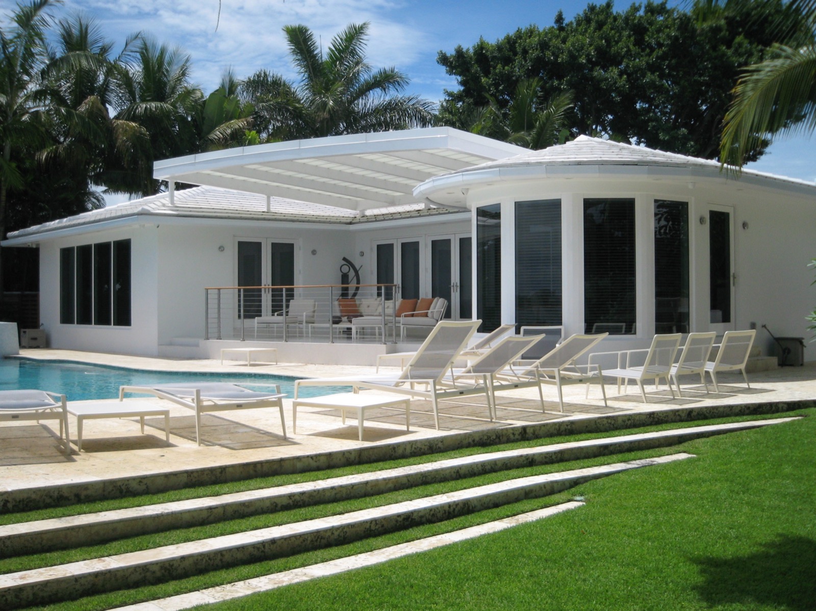 Aerial luxury resort pool beachfront